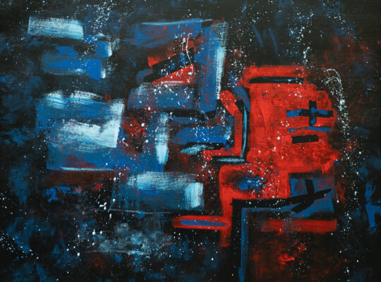 abstract black, red&blue