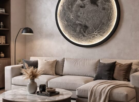 Tablou decorativ Lună 111 cm cu LED – handmade